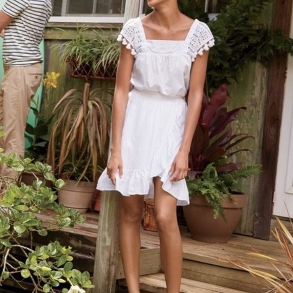 J. Crew Dresses & Skirts - J Crew Linen Ruffle Faux Wrap Skirt White Size 8 resort spring mature vacation